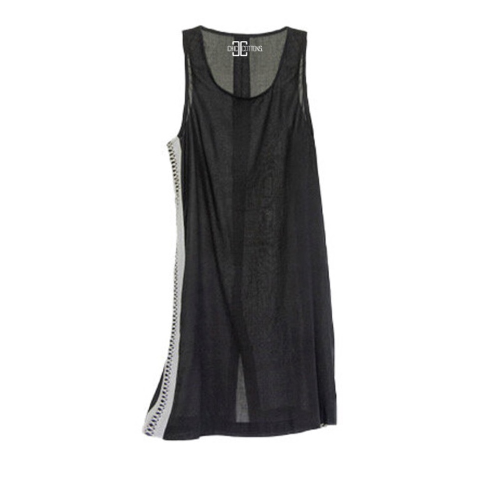 Black and White Pure Cotton Summer Shift Dress,  Pockets, Knee Length